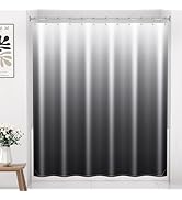 Arotive Shower Curtain for Bathroom, Black and White Ombre Fabric Shower Curtain Sets with 12 Hoo...