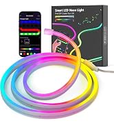 JIMIMORO Neon Rope Lights - 3.2ft RGB LED Strip with App Control, Music Sync, Flexible DIY Design...