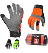 Vgo... 3-Pair Safety Work Gloves, Light Duty Mechanic Gloves(Size L, 3Colors,SL7584)