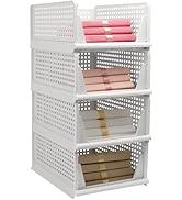 Stackable Foldable Storage Baskets, Folding Storage Bins, Closet Organizers and Plastic Drawer Sh...