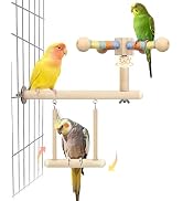 Jevnd Bird Perch & Swing Toy Combo, Bird Toys for Parrots with 360° Spin Function, Hanging Parake...