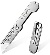 WORKPRO EDC Folding Utility Knife, Mini Box Cutter with Quick Open Axis Lock, Quick Change Blade ...