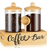 Yangbaga 55OZ Glass Coffee Canister for Ground Coffee,2Pcs Coffee Containers with Bamboo Handle S...