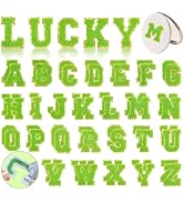 MXCOIRTP Self-Adhesive Chenille Letters Patches, 52PCS Green Letter Stickers on Patches Varsity L...