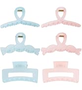 CHAOBANG 6pcs Pink and Blue Hair Clip Claw for Women and Girls Thin Thick Curly Hair,Clear Cute C...