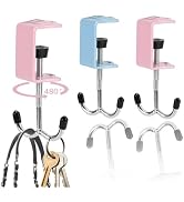 2Pcs Adjustable Purse Hooks for Table & Desk - 100lb Capacity Heavy-Duty Alloy Backpack Hanger, M...