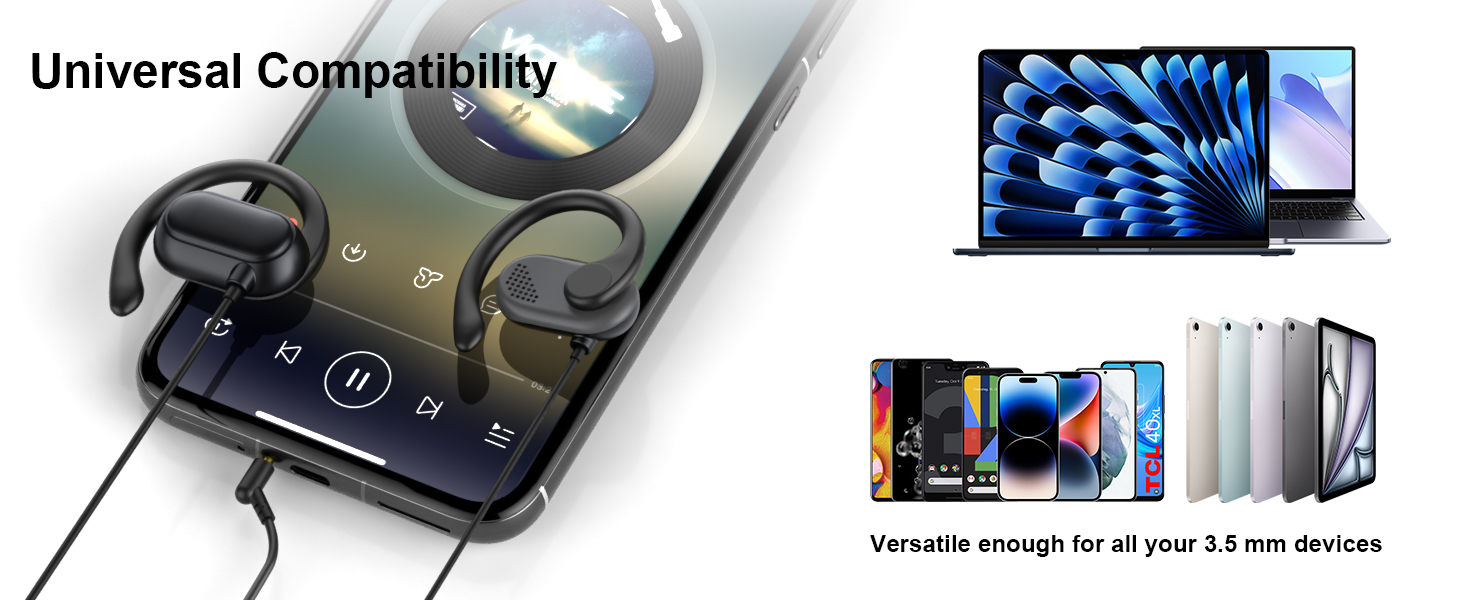 wired earbuds with ear hooks