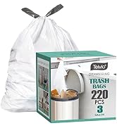 3 Gallon 220pcs Strong Drawstring Trash Bags Garbage Bags by Teivio, Bathroom Trash Can Bin Liner...