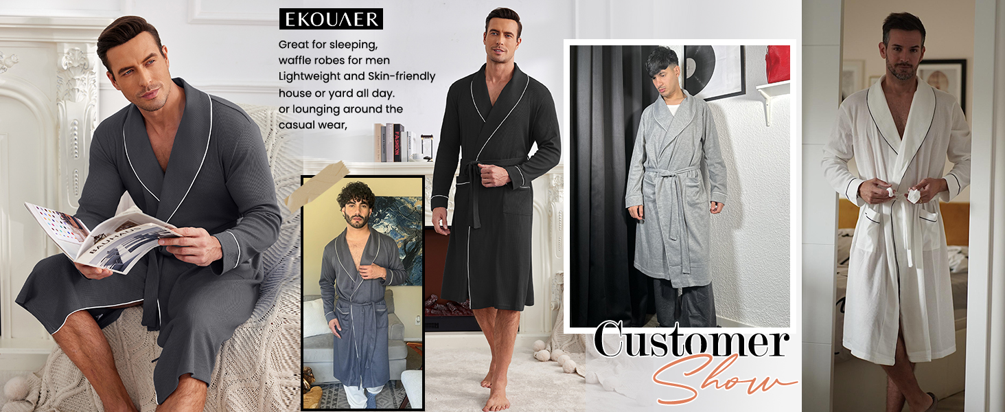 mens kimono waffle bathrobe