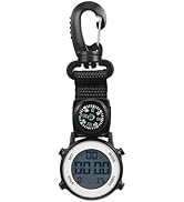 Mikikit Digital Pocket Watch, Clip On Quartz With Portable Hanging Buckle for Backpack, Fob for C...