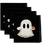 Horaldaily Halloween Cloth Napkins 18 x 18 Inch, Dots Pumpkin Ghost Party Dinner Decoration Washa...
