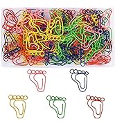 Vuzvuv 100Pcs Rainbow Creative Footprint Paper Clips Assorted Colors Cute Metal Footmark Shaped B...