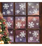 LUDILO 240Pcs Christmas Window Clings Glitter Snowflakes Window Decals | Static Window Stickers f...