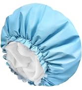 Shower Caps for Women, Terry Cloth Lined EVA Exterior Elastic and Reusable Bath Caps, Double Wate...