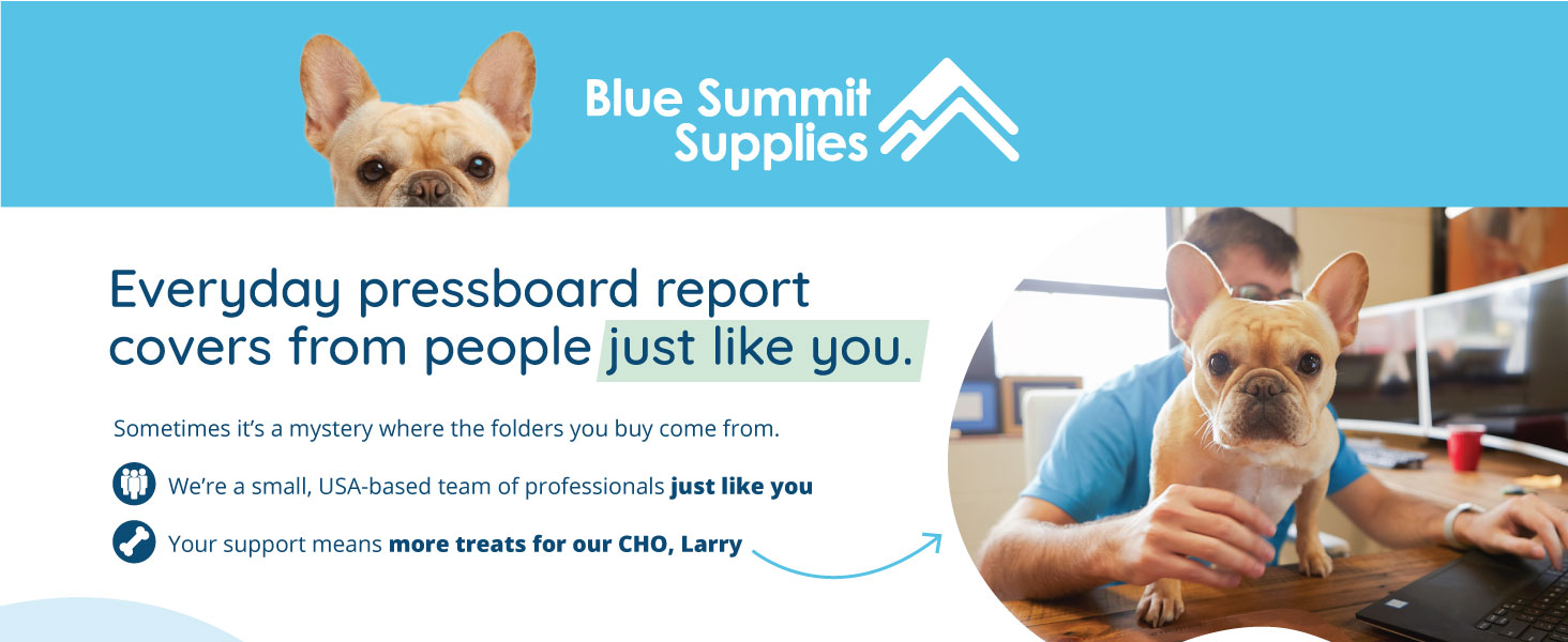 Introduction to Blue Summit Supplies with picture of French bulldog