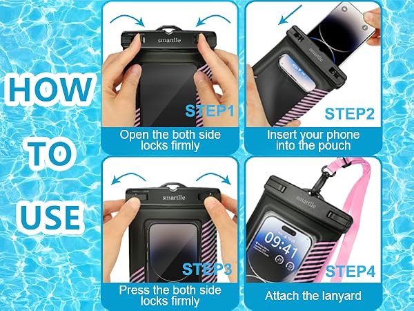 floating waterproof phone protector pouch iphone water case holder under water park pool Vacation