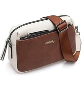 Alldaily Small Triple Zip Crossbody Purse for Women, Vegan Leather Phone Bag with Wide Shoulder S...