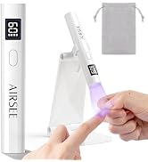 AIRSEE Mini Handheld UV Light with Storage Bag & Stand,Cordless and Portable Nail Lamps,2 Timers ...