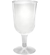 Party Essentials Disposable Hard Plastic Two Pieces Wine Glasses, 50-Count, 7-Ounce, Clear