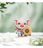 Tontut 5D DIY Diamond Art Painting Pendant kit, Sunflower Pig Special-Shaped Hanging Crystal Wind...