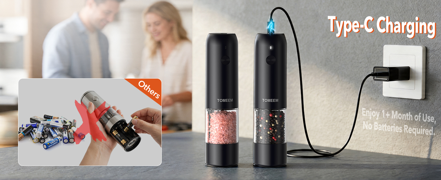 Rechargeable Electric Salt and Pepper Grinder Set