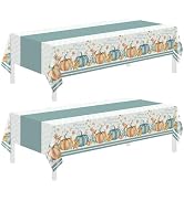 Childom 2 Pack Thanksgiving Tablecloths,Thanksgiving Decorations 54" x 108" Disposable Plastic Ta...