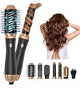 6 in 1 Hair Dryer Brush, Upgrade Detachable Blow Dryer Brush Air Styler Wrap Air Curler, Curly Tw...