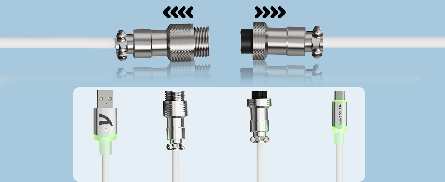 ATTACK SHARK C01 ULTRA Coiled Cable with Aviation Connector for 8K Polling Rate Gaming Keyboard