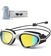 MOMUSE Adult Swim Goggles with Soft Bungee Strap, UV Protection, No Hair Pulling Anti-Fog Swimmin...