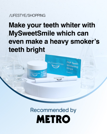 A before and after photo of MySweetSmile from a customer who used our teeth whitening powder