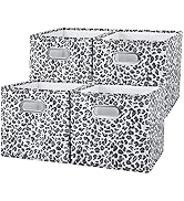 ANMINY 4PCS Storage Cubes Leopard Cheetah Print Velvet Fabric Storage Bins for Shelves, Collapsib...