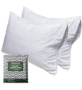 Beckham Hotel Collection Queen Size White Pillow Protector with Zipper Set of 2, Soft and Breatha...