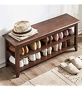 XKZG Storage Bench Wooden Shoe Bench Rustic Solid Wood Entryway Bench (Brown,39.4")