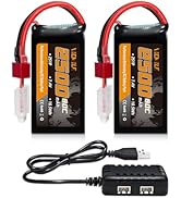 VICMILE 2S Lipo Battery 2500mAh 7.4V 80C High Discharge Rate Shorty Pack RC Batteries with Dean-S...