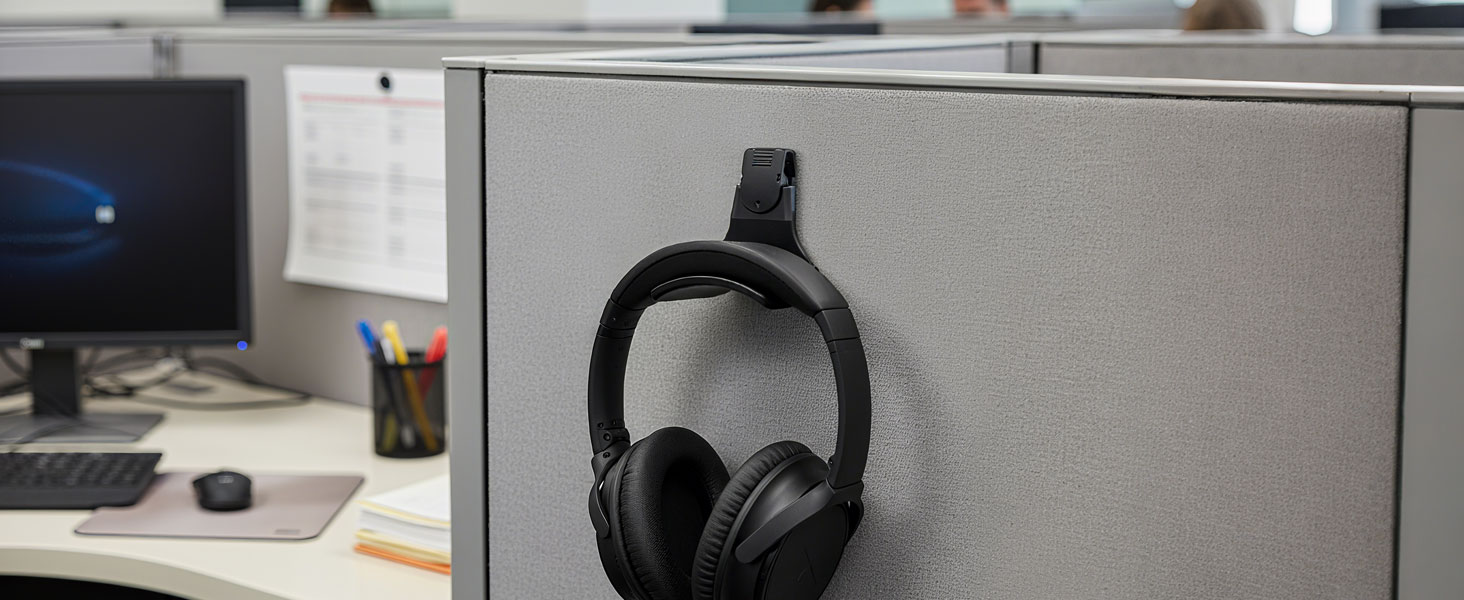 Fabric Wall Headphone Stand for Office, Cubicle Headphone Holder for Work Decor