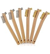 Wire Brush Set 6Pcs, Small Detailing Wire Scratch Brushes for Deep Cleaning, Brass/Stainless Stee...