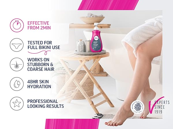 Veet 2 Minute Professional Hair Removal Gel Cream for Arms, Underarms, Legs and Full Bikini