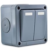 NineLeaf 1PK IP66 Waterproof Outdoor Switch, SPDT Single Pole Double Throw, 2 Way Dual Light Swit...