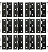 12 Pack 3 Inch Black Stainless Steel Door Hinges with Screws - Rustproof Cabinet Door Hinges for ...