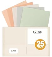 SUNEE Folders with Pockets (25 Pack, Vintage Colors), 2 Pocket Folders Fit Letter Size Paper, Pap...