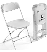 FurniEdge 6 Pack White Plastic Folding Chairs, Outdoor Portable Folding Chair with Steel Frame, 3...