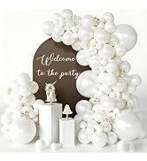 CVPARTYON Pearl White Balloons 120 Pcs Different Sizes 18 12 10 5 Inch White Latex Balloon Arch K...