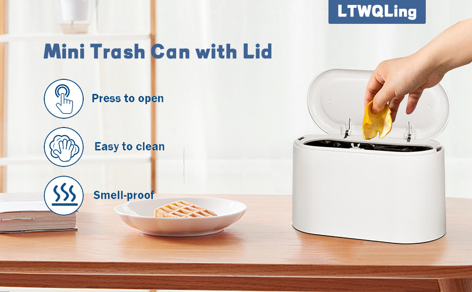 Mini Trash Can with Lid - Removable Small Garbage Can