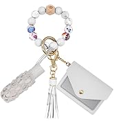 BIHRTC Silicone Key Ring Bracelets Wristlet Keychain Wallet with Net Chapstick Holder for Women