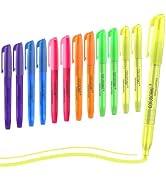 Highlighter - 12 pack color highlighter, color transparent visible fluorescent pen shell, wide ch...