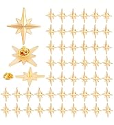 PH PandaHall 50pcs Golden Star Brooch Pins 3D Octagram Badge Lapel Pins Buttons Brooches 1.4 inch...