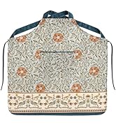 patdrea Blue Floral Linen Apron with Pocket,French Kitchen Garden Chef BBQ Aprons for Women and M...