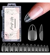 Makartt Almond Nail Tips, Medium Full Cover Pre-shape Fake Nails Half Matte Soft Clear Gel Nail T...