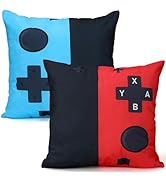 Aulock 2pcs 18" x 18" Pillow Covers Gamer Gifts for Teens Boys - Lumbar Throw Pillow Cases Game R...