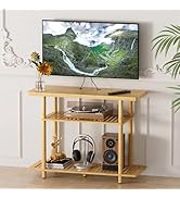 Atoping Bamboo TV Stand, Small TV Stands for up to 32 Inch, 3-Tier Entertainment Center TV Shelf ...